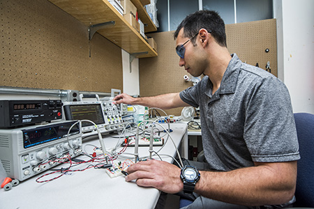 Daniel Gerber at work in the electronics lab