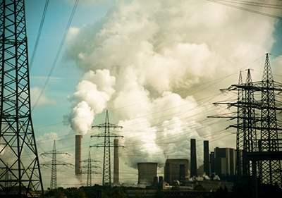 power plant emitting carbon pollution